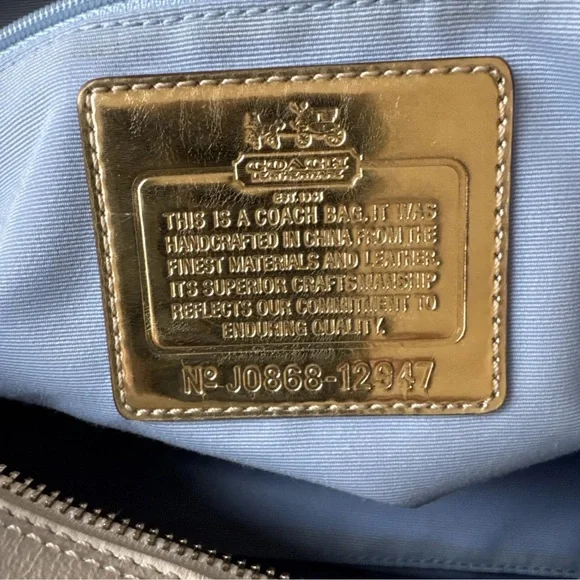 Coach leather canvas Sabrina # 12947 ivory White and Gold Women's Bag purse - Picture 11 of 12